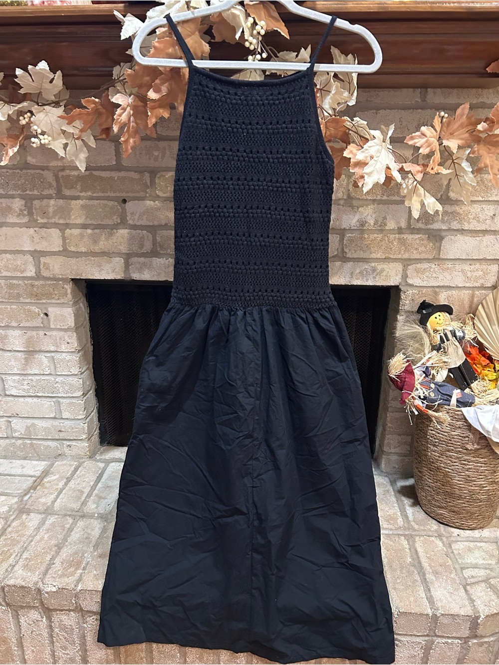 Universal Thread Black Crochet Bodice Maxi Dress EUC